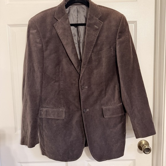 Mens BATISTINI US Size 50 Cool Brown Velvet 90's Blazer Sport Coat Jacket EUC - Picture 5 of 11